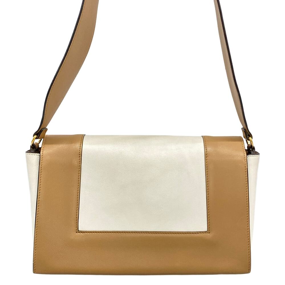 Celine Frame Medium Shoulder Bag White Light Brown - Picture 3 of 15